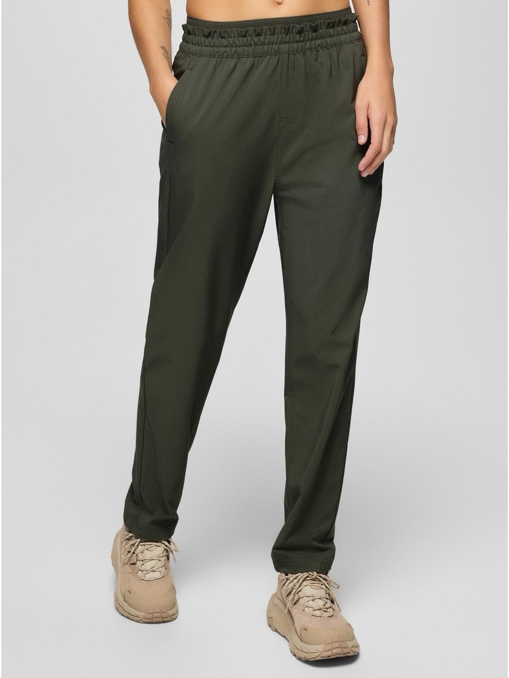 Prana Elastic-Waist Travel Pants Olive Green